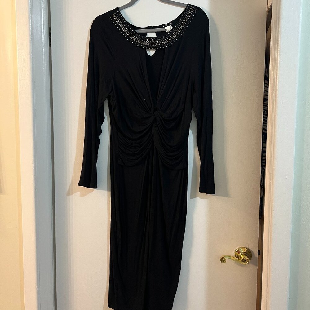 Venus Shrug Detail Knit Dress (XL), Black